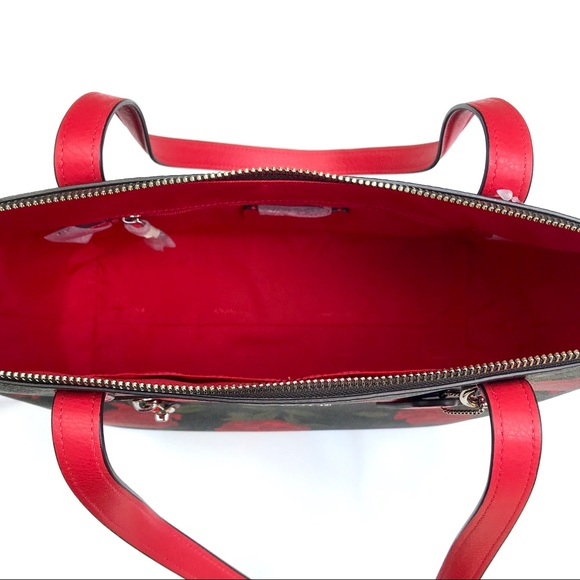 SOLD///Coach Camo RoseπΉ Taylor Tote Brown/Red - Picture 6 of 8